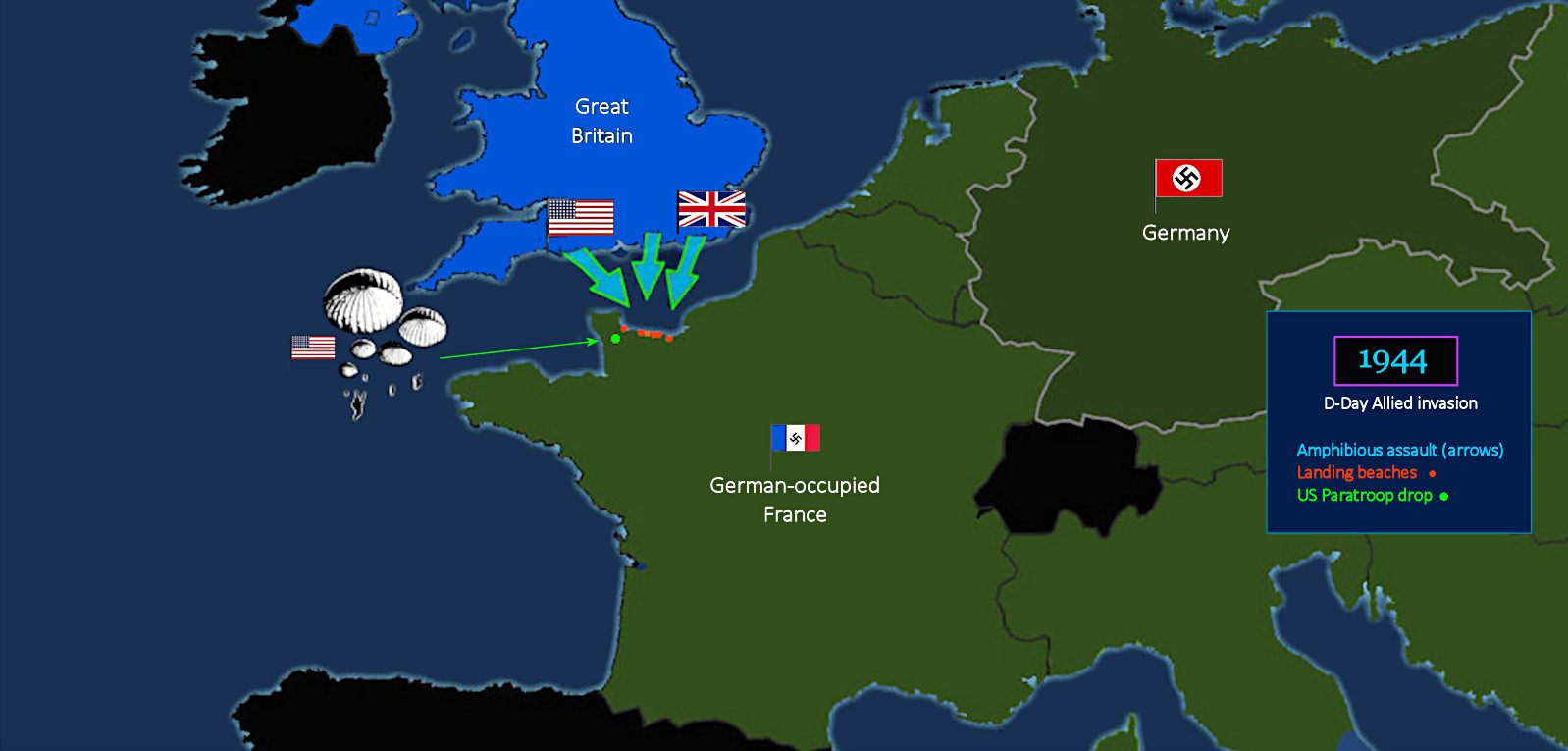 D-Day invasion, 1944 map